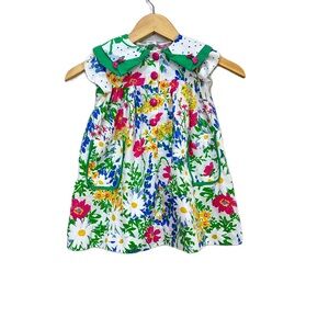 Vintage C.I. Castro Toddler Cookie Cruncher Smock Floral Girls Dress Size 4T USA